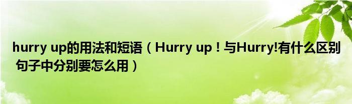 hurryup是什么意思-hurryup是什么意思英語