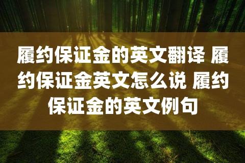 保證金英語-保證金英語翻譯