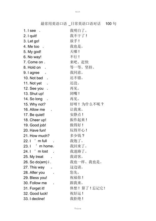 常用英語口語-常用英語口語100句